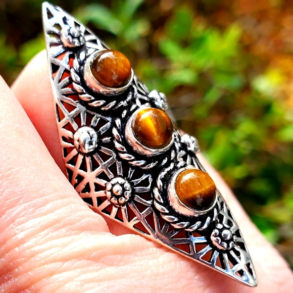 New Tigers Eye 925 Silver Statement Ring. - Picture 1 of 16